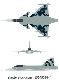 New Brazilian Military Fighter Plane. Camouflage painting.