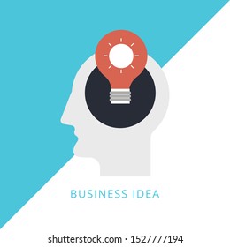 New bright idea form human head, thinking about success solution. Concept of line icon