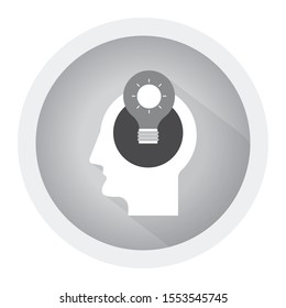 New bright idea form human head, thinking about success solution. Black and white icon
