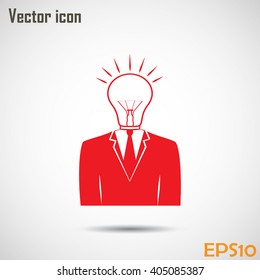 New bright idea form human head, thinking about success solution, lightbulb as creativity metaphor. vector illustration.