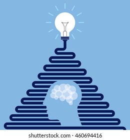 New bright idea form human head, thinking success solution.