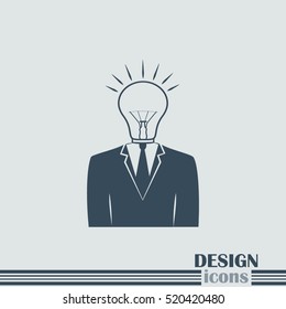 New bright idea form human head, thinking about success solution, lightbulb as creativity metaphor. vector illustration.