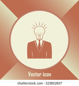 New bright idea form human head, thinking about success solution, lightbulb as creativity metaphor. vector illustration.