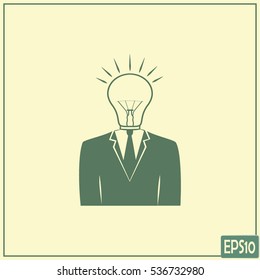 New bright idea form human head, thinking about success solution