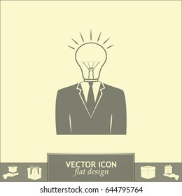 New bright idea form human head, thinking about success solution, lightbulb as creativity metaphor. vector illustration.