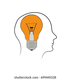New bright idea form human head, thinking about success solution, lightbulb as creativity metaphor. Flat icon modern design style vector illustration concept.