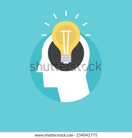 New bright idea form human head, thinking about success solution, lightbulb as creativity metaphor. Flat icon modern design style vector illustration concept.