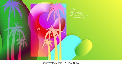 New bright juicy colors fluid shapes eps 10 Summer palms sea party. Flowing and liquid abstract gradient background for banner, poster or book. vector design