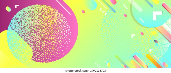 New bright juicy summer abstract fluid creative banner, trendy bright neon colors with dynamic lines. Vector