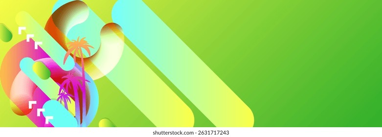 New Bright palm trees summer backgrounds colorful 3d holiday vector illustration. Comfortable background graphic design poster flyer leaflet party