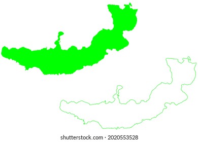 New Britain island (Papua New Guinea, Bismarck Archipelago) map vector illustration, scribble sketch Neupommern map