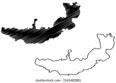 New Britain island (Papua New Guinea, Bismarck Archipelago) map vector illustration, scribble sketch Neupommern map