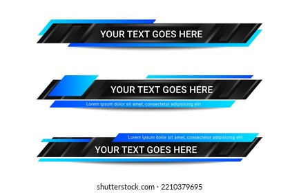 New broadcast lower third banner vector. Set of lower third bar templates for breaking news, sports news on television, video and media online