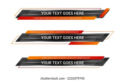 New broadcast lower third banner vector. Set of lower third bar templates for breaking news, sports news on television, video and media online