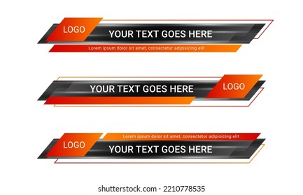 New broadcast lower third banner vector. Set of lower third bar templates for breaking news, sports news on television, video and media online