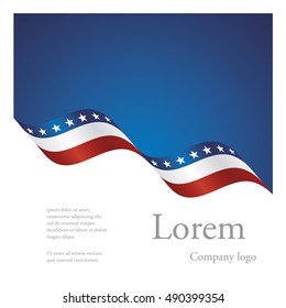 New brochure abstract design modular pattern wavy flag ribbon USA