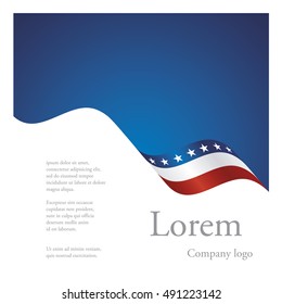 New brochure abstract design modular single pattern wavy flag ribbon USA