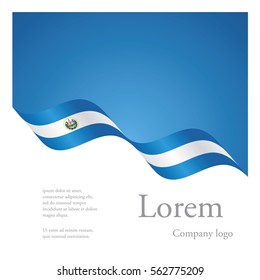 New brochure abstract design modular pattern of wavy flag ribbon of El Salvador
