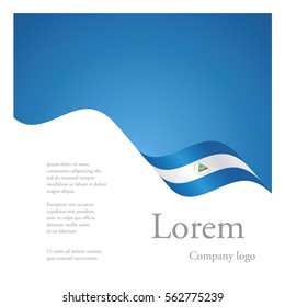 New brochure abstract design modular single pattern of wavy flag ribbon of Nicaragua