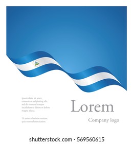 New brochure abstract design modular pattern of wavy flag ribbon of Nicaragua