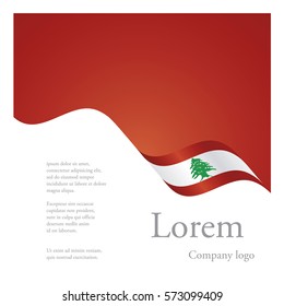 New brochure abstract design modular single pattern of wavy flag ribbon of Lebanon