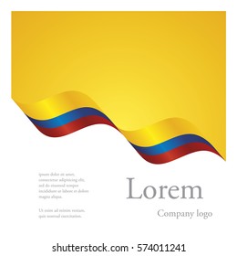 New brochure abstract design modular pattern of wavy flag ribbon of Colombia