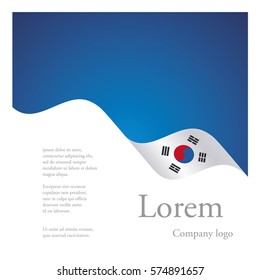 New brochure abstract design modular single pattern of wavy flag ribbon of South Korea