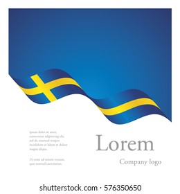 New brochure abstract design modular pattern of wavy flag ribbon of Sweden