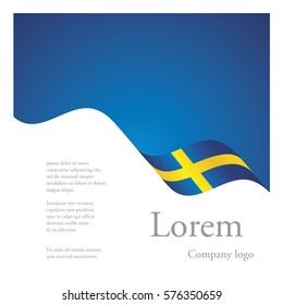 New brochure abstract design modular single pattern of wavy flag ribbon of Sweden