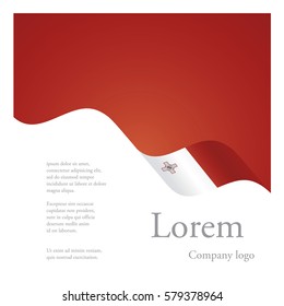 New brochure abstract design modular single pattern of wavy flag ribbon of Malta