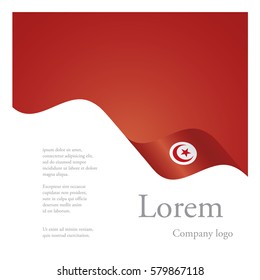 New brochure abstract design modular single pattern of wavy flag ribbon of Tunisia