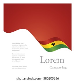 New brochure abstract design modular single pattern of wavy flag ribbon of Ghana