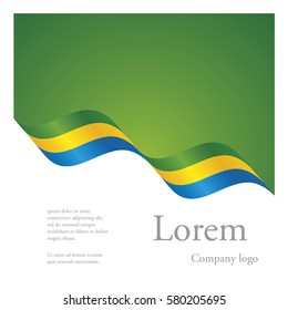 New brochure abstract design modular pattern of wavy flag ribbon of Gabon