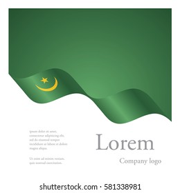 New brochure abstract design modular pattern of wavy flag ribbon of Mauritania