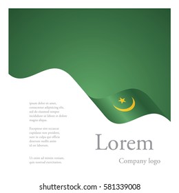 New brochure abstract design modular single pattern of wavy flag ribbon of Mauritania