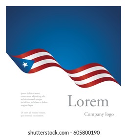 New brochure abstract design modular pattern of wavy flag ribbon of Puerto Rico