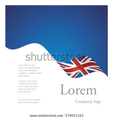 New brochure abstract design modular single pattern of wavy flag ribbon of UK