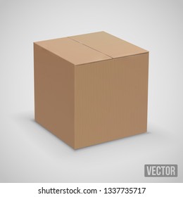 New brown cardboard boxes. Vector illustration set