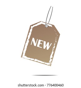new brown with white abstract line  price tag sticker label isolated background
