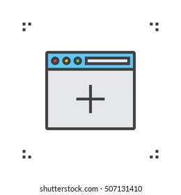 New browser window line icon, filled outline vector sign, linear colorful pictogram isolated on white. logo illustration