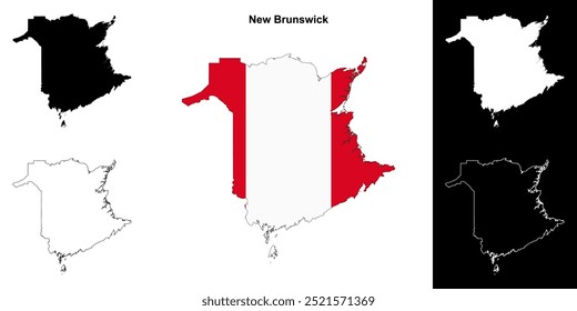 New Brunswick blank outline map set