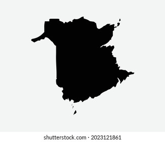 New Brunswick Canada Map Black Silhouette. NB, Canadian Province Shape Geography Atlas Border Boundary. Black Map Isolated on a White Background. EPS Vector Graphic Clipart Icon