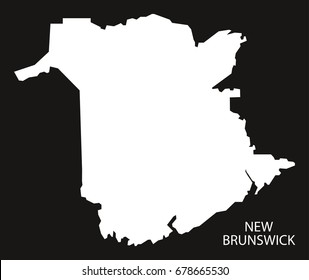 New Brunswick Canada map black inverted silhouette illustration shape