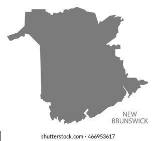 New Brunswick Canada Map in grey