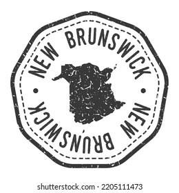 New Brunswick, Canada Map Stamp Retro Postmark. Silhouette Postal Passport. Seal Round Vector Icon. Badge Vintage Postage Design.