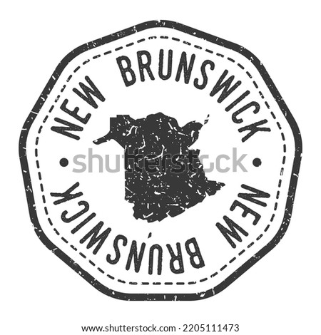 New Brunswick, Canada Map Stamp Retro Postmark. Silhouette Postal Passport. Seal Round Vector Icon. Badge Vintage Postage Design.