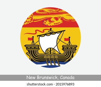 Bandera de Círculo de Ronda de Canadá de New Brunswick. Icono de botón circular de la provincia canadiense de NB. Vector EPS