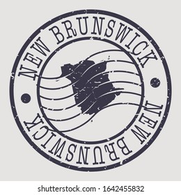 New Brunswick Canada Stamp Postal. A Map Silhouette Seal. Passport Round Design. Vector Icon Design Retro Travel.