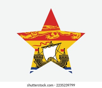 New Brunswick Canada Star Flag. NB Canadian Five Point Star Shape Province Flag. New Brunswicker Banner Icon Symbol Vector Flat Artwork Illustration