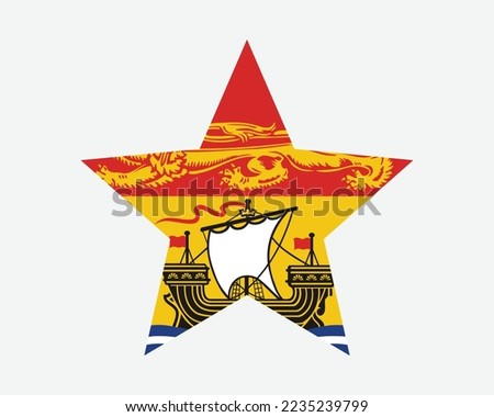 New Brunswick Canada Star Flag. NB Canadian Five Point Star Shape Province Flag. New Brunswicker Banner Icon Symbol Vector Flat Artwork Illustration